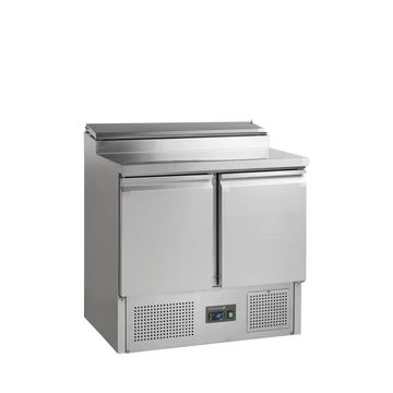 Rozsdamentes hűtött munkaasztal, 2 ajtós - beépített feltéthűtő