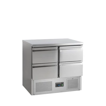 Rozsdamentes hűtött munkaasztal – 230 L – 4 fiókos