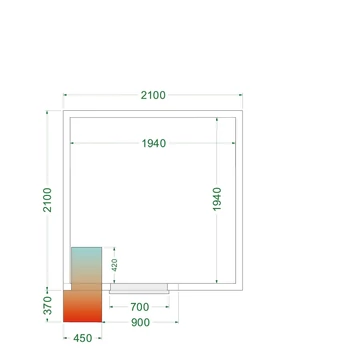 TEFCOLD CRPF2121 hűtőkamra hűtőegységgel – 210 × 210 × 220 cm, 7,68 m³