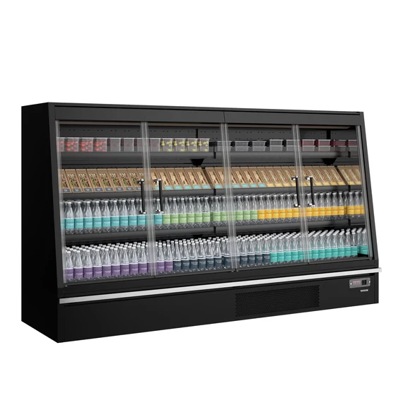 Galaxy+ Fekete Szupermarket többpolcos hűtő – 720 L – Nyíló üvegajtók