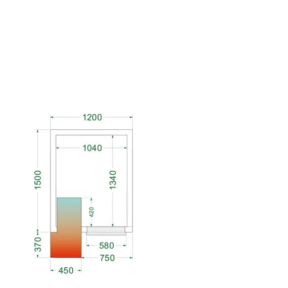 Hűtőkamra – 	2.84 m³