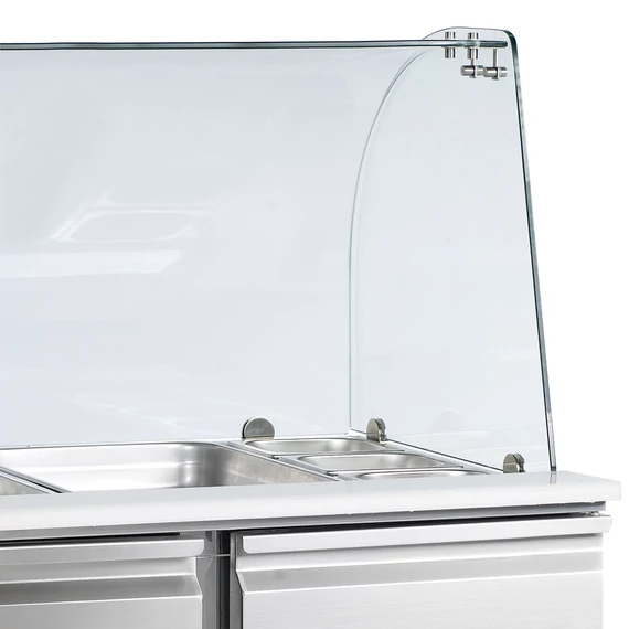 Rozsdamentes hűtött munkaasztal, eltolható tetővel - 2 ajtós