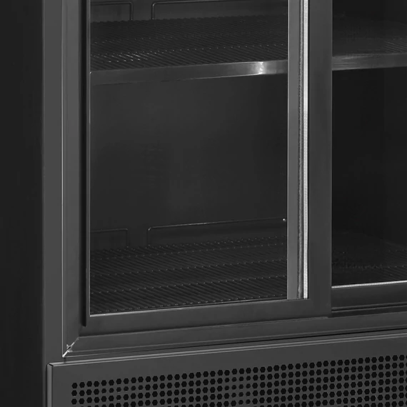 Fekete 2 ajtós bemutató hűtő – 462 L –  reklámfelülettel