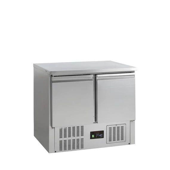 Rozsdamentes hűtött munkaasztal, 2 ajtós