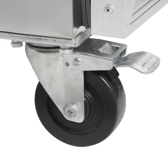 Rozsdamentes hűtött munkaasztal, 3 üveg ajtós - oldalsó kompresszor