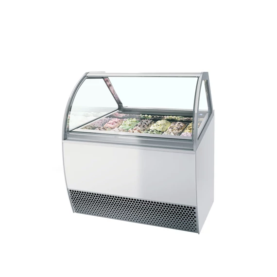 Ventillációs fagyipult – 118 L – fehér - 12 tégely