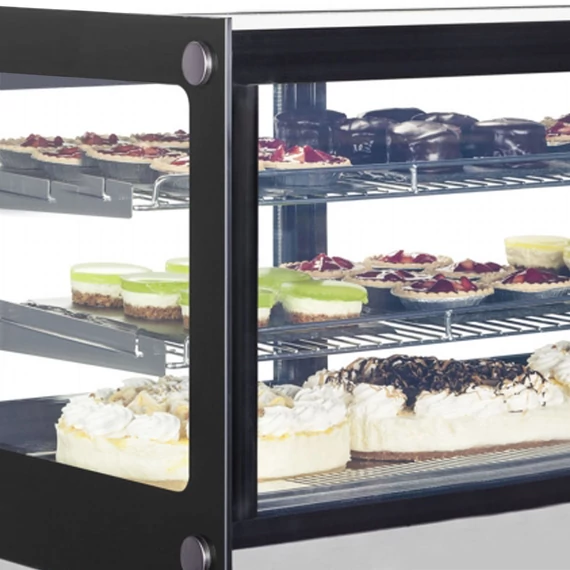 Hűtött asztali bemutatóvitrin – 67 L – rozsdamentes (inox)