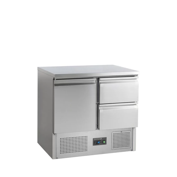 Rozsdamentes Saladette pult – 230 L – 1 ajtós 2 fiókos