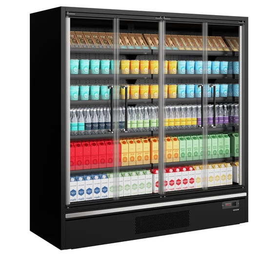 Galaxy+ Fekete Szupermarket többpolcos hűtő – 943 L – 4 ajtós