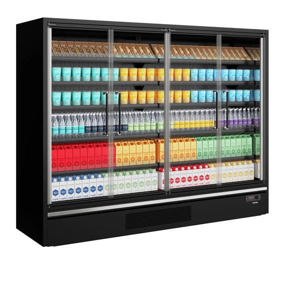 Galaxy+ Fekete Szupermarket többpolcos hűtő – 1258 L – 4 ajtós
