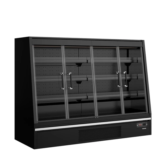 Galaxy+ Fekete Szupermarket többpolcos hűtő – 540 L – Nyíló üvegajtók