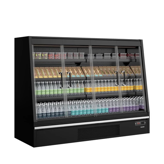 Galaxy+ Fekete Szupermarket többpolcos hűtő – 540 L – Nyíló üvegajtók