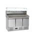 Pizzaelőkészítő hűtött munkaasztal, feltéthűtővel – 368 L – 3 ajtós