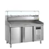 Pizzaelőkészítő hűtött munkaasztal, feltéthűtővel – 370 L – 3 ajtós