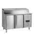 Rozsdamentes hűtött munkaasztal, beépített feltéthűtővel - 2 ajtós