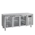 Rozsdamentes hűtött munkaasztal, 3 üveg ajtós - oldalsó kompresszor
