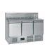 Pizzaelőkészítő hűtött munkaasztal, feltéthűtővel – 3 ajtós